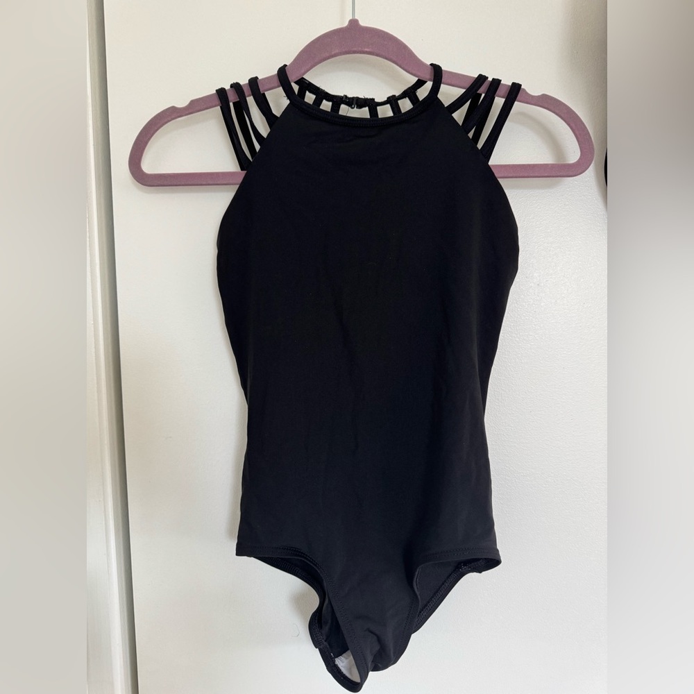 Black Strappy Halter Leotard Natalie Size S